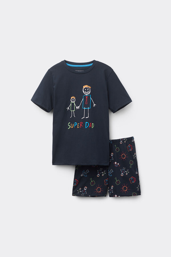 Chlapecké Krátké Bavlněné Pyžamo s Nápisem Super Dad