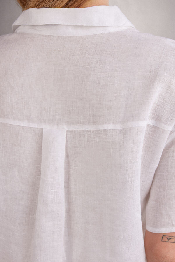 Short-Sleeved Linen Canvas Shirt