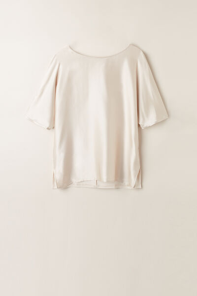 Camisola Manga Curta em Seda e Modal