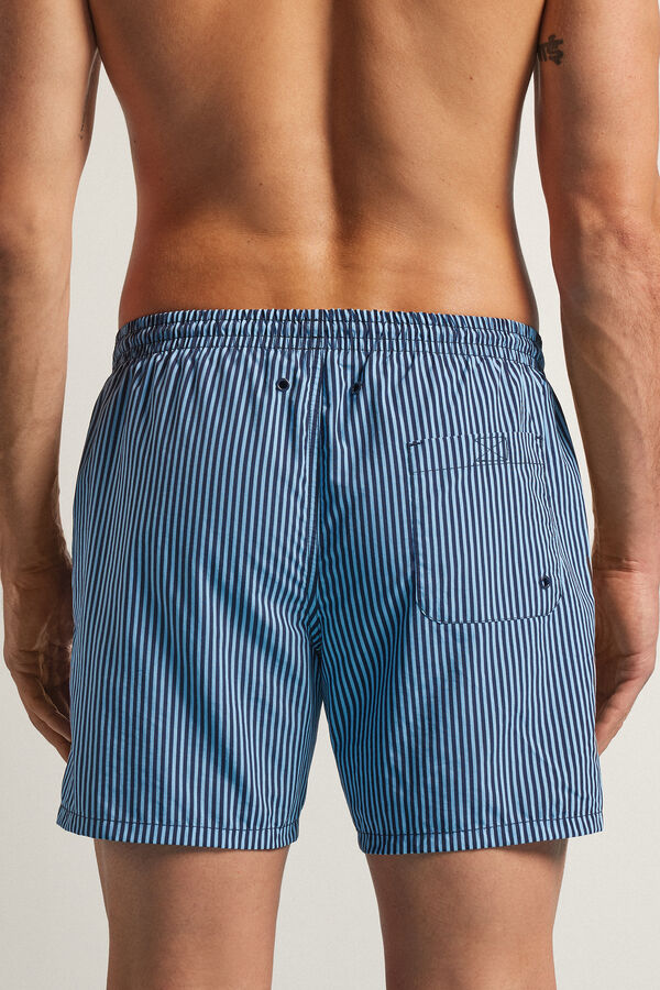 Blue Striped Swim Trunks