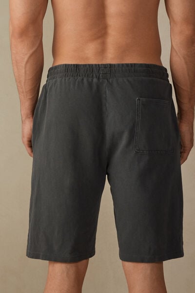 Pantalone Corto in Piqué di Cotone Washed Collection