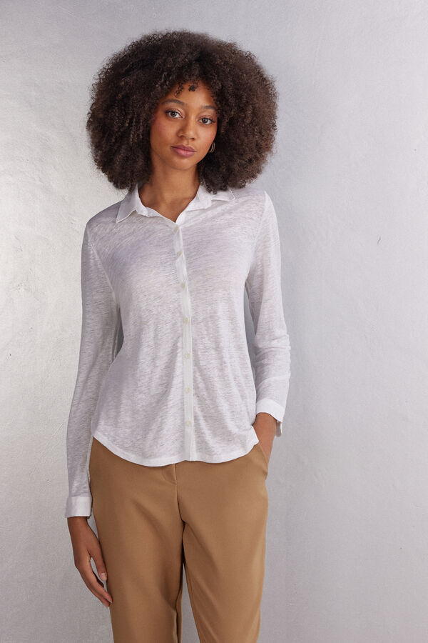 Long-Sleeved Linen Shirt