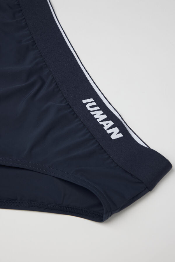 Reversible Blue/White Striped Swim Trunks