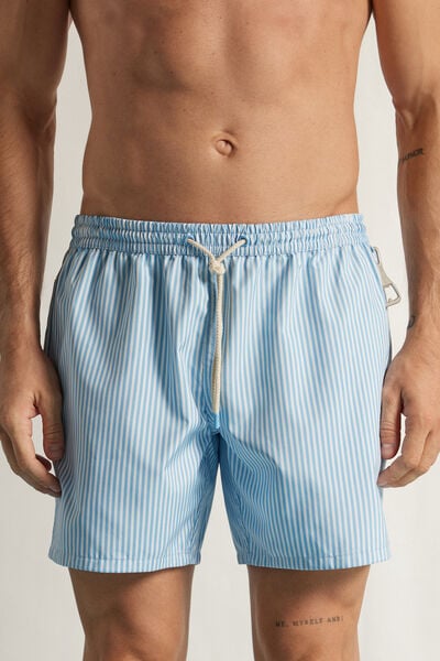 Reversible Blue/White Striped Swim Trunks