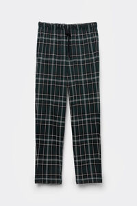Cotton Trousers with Green Check Print