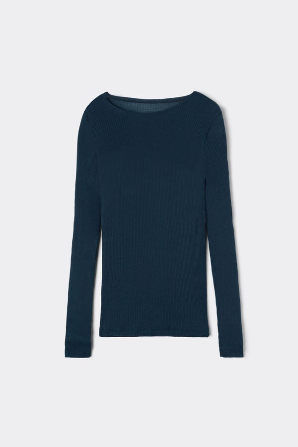 Wool and Silk Long-Sleeved Crew-Neck Max Top