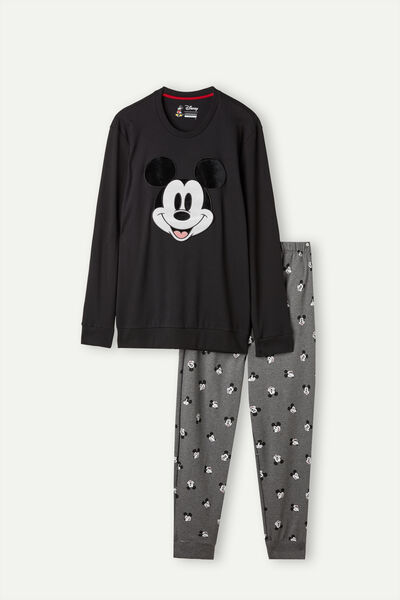 ©Disney Mickey Suratı Baskılı Pamuklu İnterlok Uzun Pijama