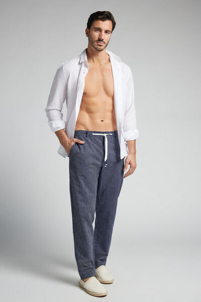 Pantalone Lungo in Lino e Cotone