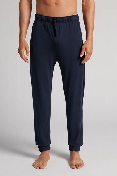 Modal and Silk Piqué Full Length Pants