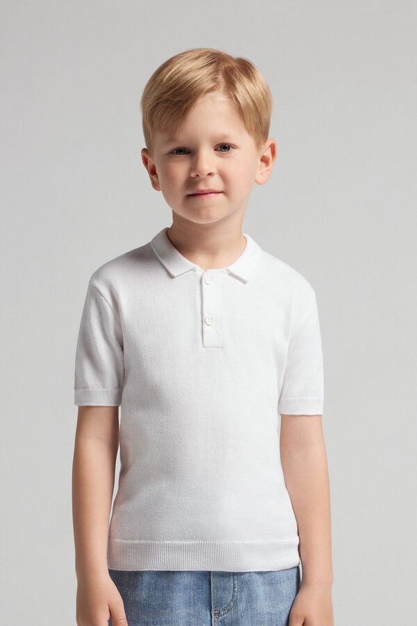 Boys’ Short-Sleeved Cotton Jersey Polo Shirt
