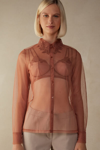 Camicia Maniche Lunghe in Tulle Layers of Lust