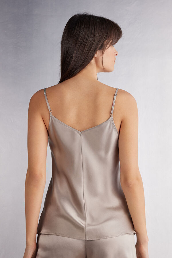 Top en Satin de Soie avec Col V