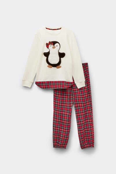 Pigiama Lungo Bambina in Cotone Penguin Girl
