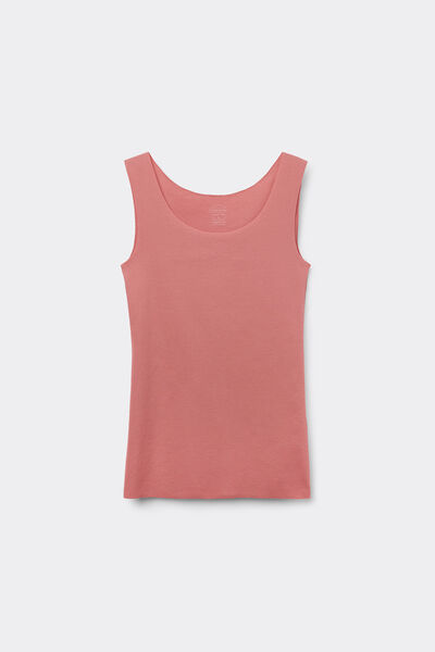 Camiseta de Tirantes con Escote Redondo de Algodón sin Rematar