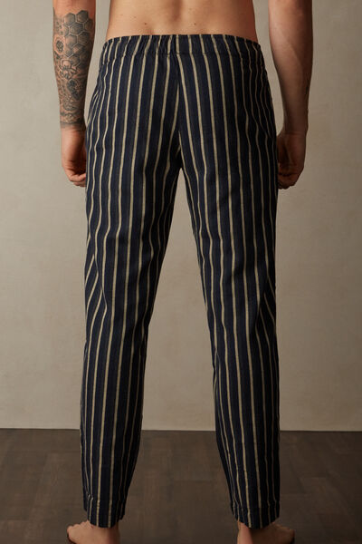 Full-Length Trousers in Stripe Patterned Brushed Fabric