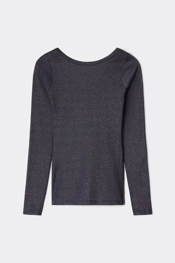 Gerippter Pullover aus Lam&eacute;-Baumwolle