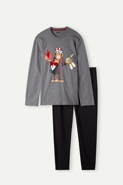 Monkey Cotton Interlock Full-Length Pyjamas