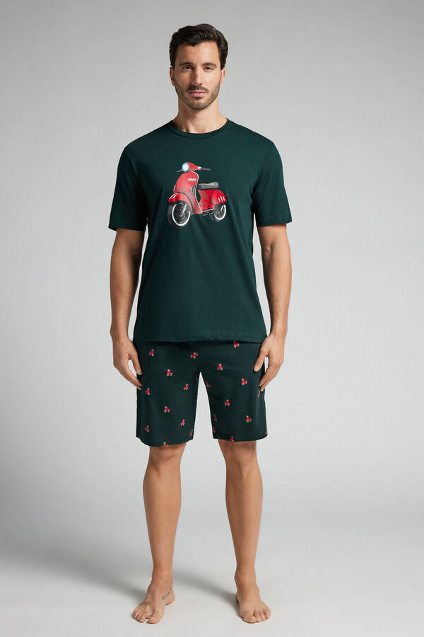 Short Scooter-Print Cotton Pyjamas