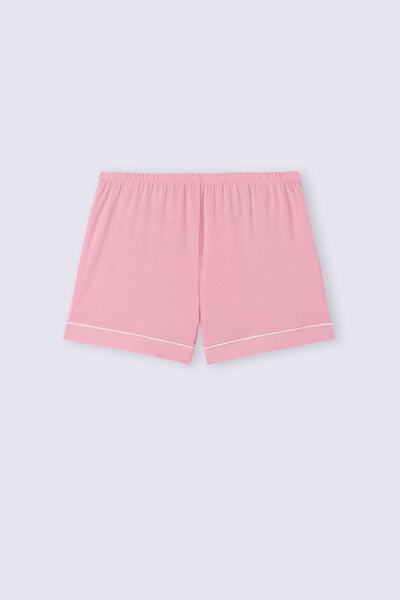 Shorts aus Modal mit Kanten in Kontrastfarbe