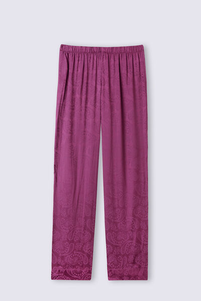 Długie Spodnie z Satyny Żakardowej Velvet Paisley