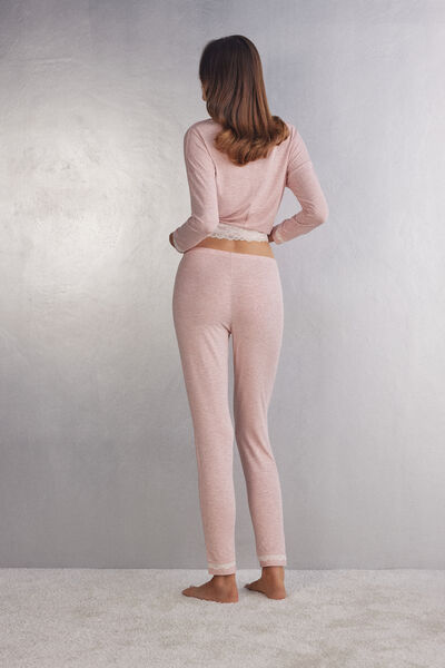 Long Modal Trousers with Lace Details