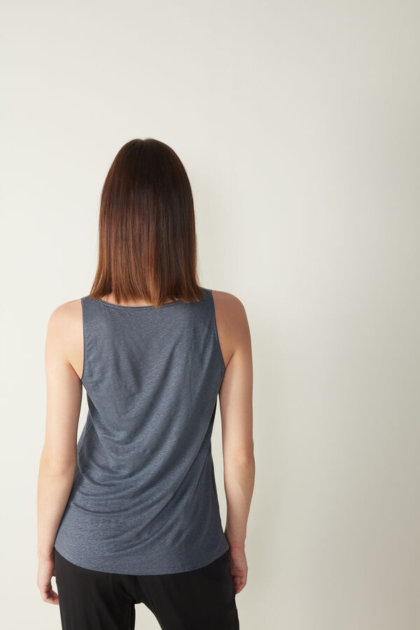 Linen Camisole with Wide Silk Straps