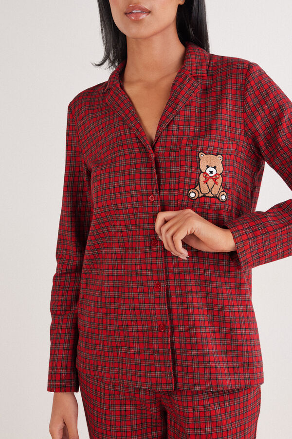 Full-Length Tartan Brushed Plain-Weave Pyjamas