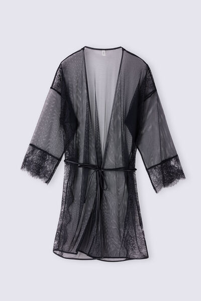 Iconic Beauty Dressing Gown in Mesh and Lace