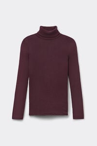 Langarm-Schlauchshirt Wolle-Seide hochgeschlossen