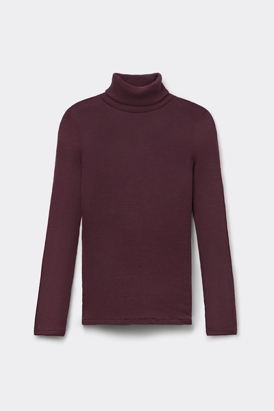 Langarm-Schlauchshirt Wolle-Seide hochgeschlossen