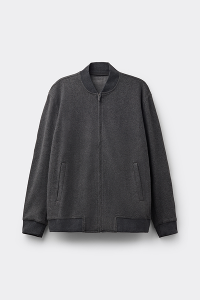 Giacca Bomber con Zip Tessuto Effetto Panno