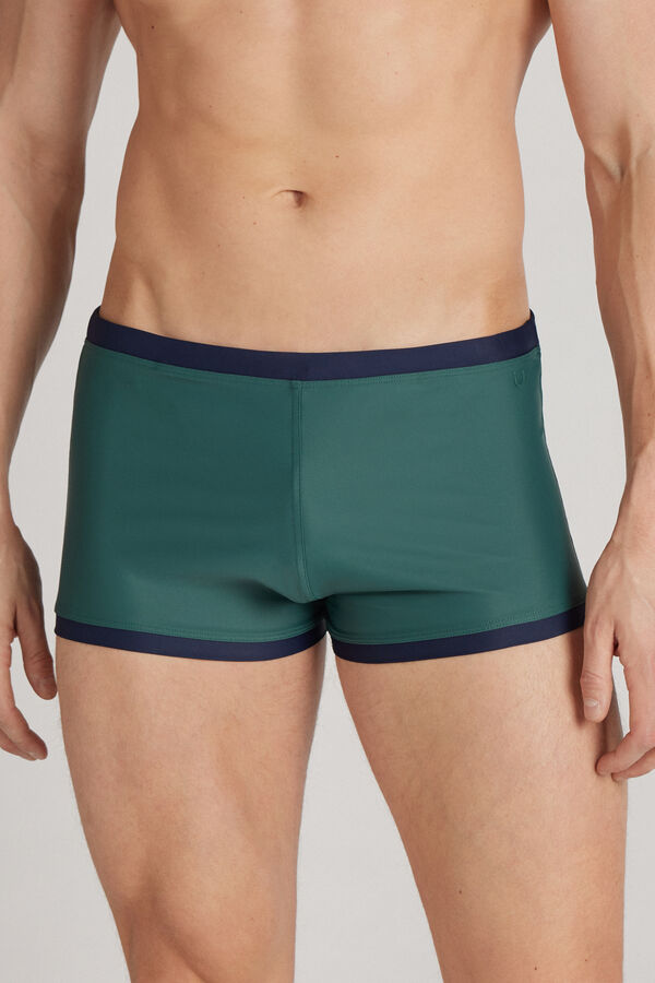 Anliegende Boxer-Badehose mit Kontrastkanten