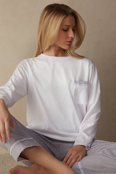 Μακρυμάνικη Μπλούζα από Βαμβάκι Supima® Boyfriend's Shirt