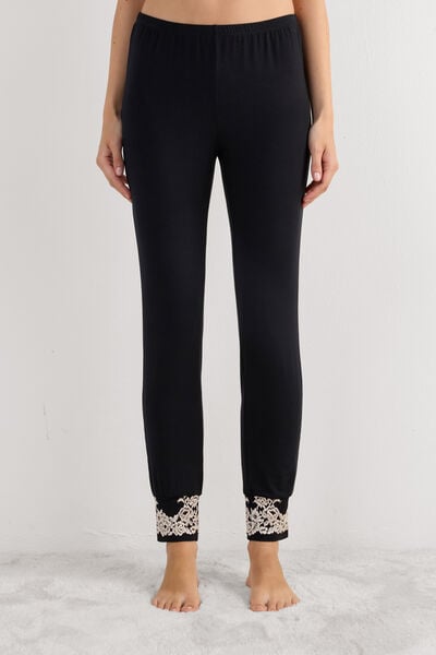 Pretty Flowers Full-Length Modal Trousers with Cuffs