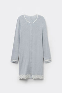 Button-Front Nightdress with Lace Detail