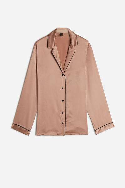 Mannish-Cut Jacket in Silk Satin