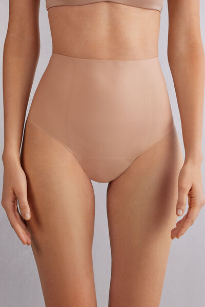 Shorty tanga taille haute en microfibre sans couture