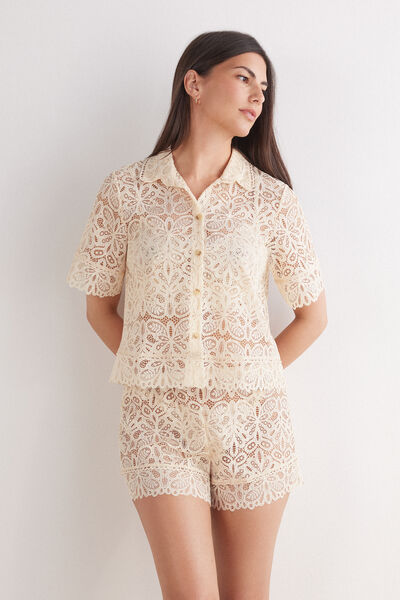 Camicia Manica Corta in Pizzo Italian Riviera
