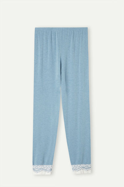 Romantic Bedroom Cuffed Full Length Pants in Modal with Wool