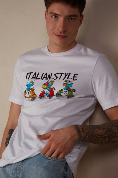T-shirt Smurfs Italian Style em Algodão