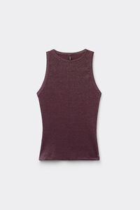 Ribbed Lam&eacute; Cotton Vest Top