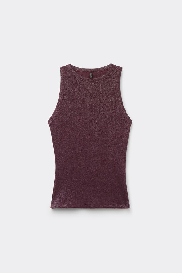 Ribbed Lam&eacute; Cotton Vest Top