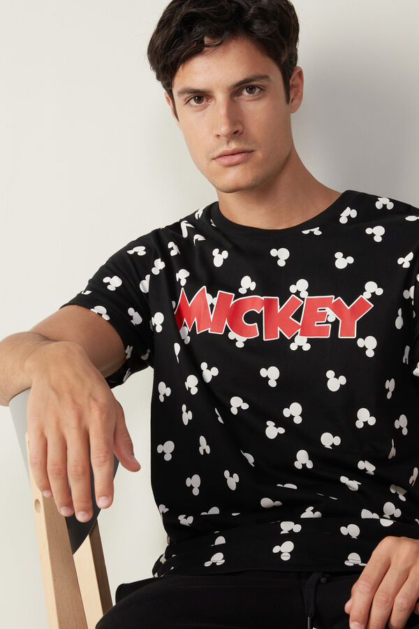 Mickey Faces Print T-shirt in Cotton