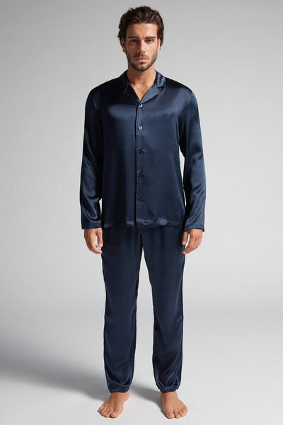 Long Silk Pyjamas With Piping
