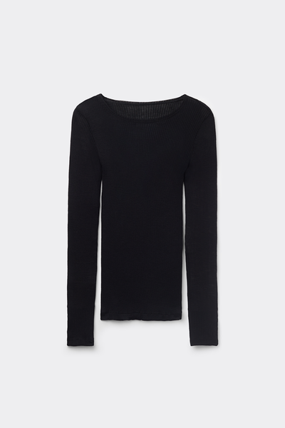 Wool and Silk Long-Sleeved Crew-Neck Max Top