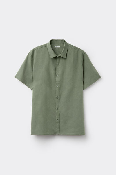 Short-Sleeved Shirt in Cotton and Linen