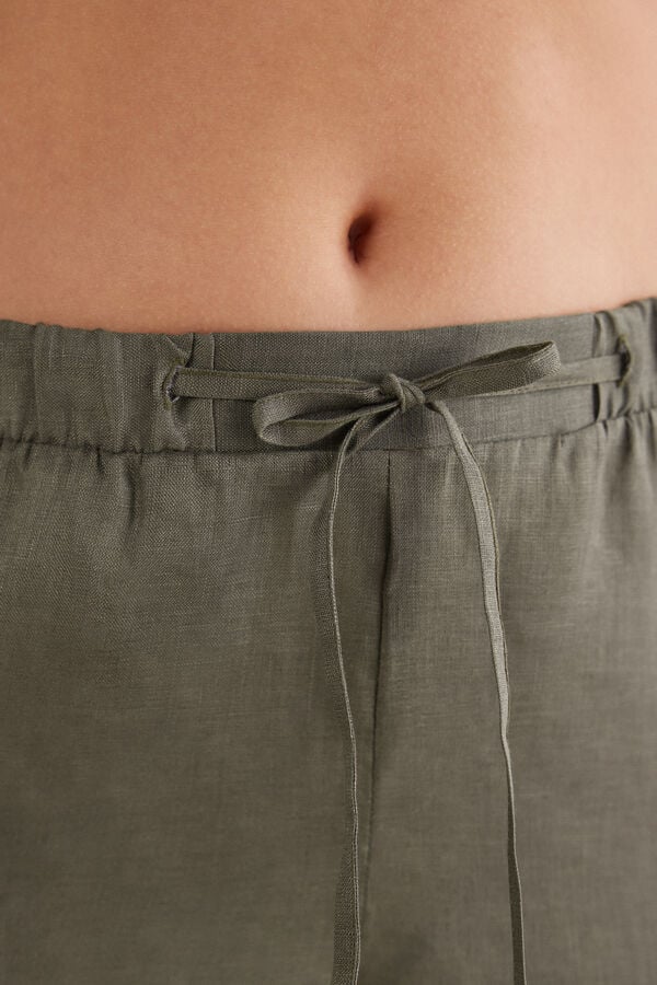 The Pure Linen Drawstring Plain-Weave Linen Trousers