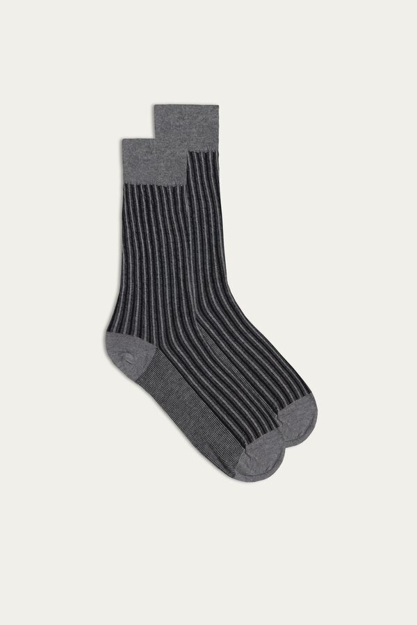 Patterned Short Socks in Cotton and Cashmere