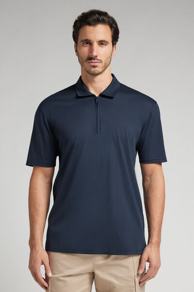 Polo de Manga Corta de Algodón Premium Mercerizado con Zipper