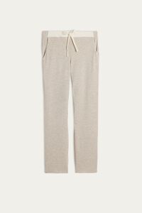 Pants in Modal and Cashmere Plush with Matelasse Insets